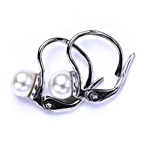 Stříbrné náušnice na patent, šperky(přírodní bílá 5,5 mm)NK 1183 