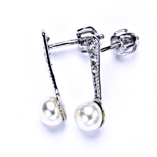 stříbrné náušnice, šroubek (přírodní říční perla bílá 5,5mm)NŠ 1241 