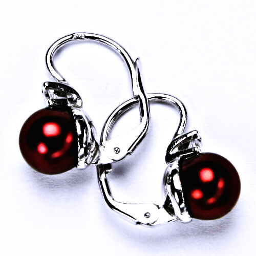 Stříbrné šperky, umělá perla vínová, náušnice na patent(um.vínová)NK 1207 