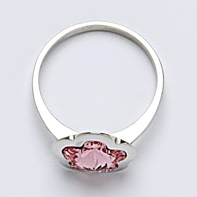 Stříbrný prsten s krystalem Swarovski light rose, kytička, T 1296