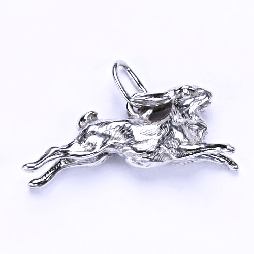 Stříbrný přívěsek - figurka běžící zajíc, přívěšek ze stříbra, P 606 