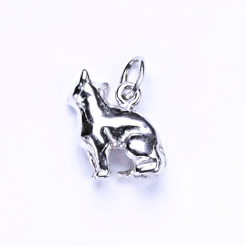 Stříbrný přívěsek, figurka sedící kočka, přívěšek ze stříbra, P 719