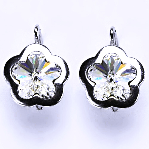 Stříbrné náušnice na patent s krystaly Swarovski (Crystal 10 mm)NK 1296