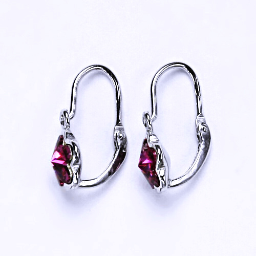 Stříbrné dětské náušnice s krystalem Swarovski (barva Fuchsia), NK 1297 