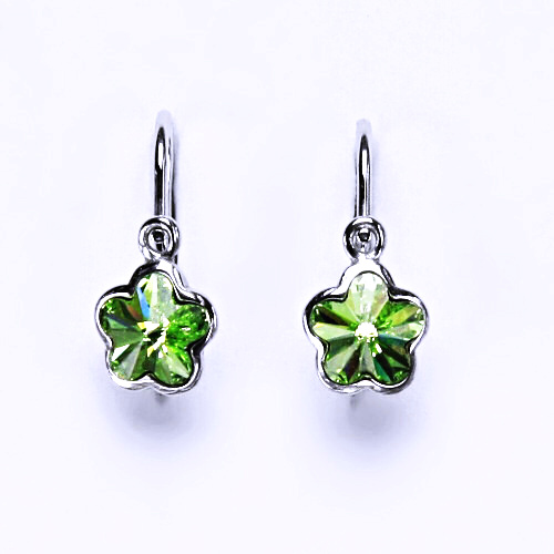 Stříbrné dětské náušnice s krystalem Swarovski (barva Peridot), NK 1297