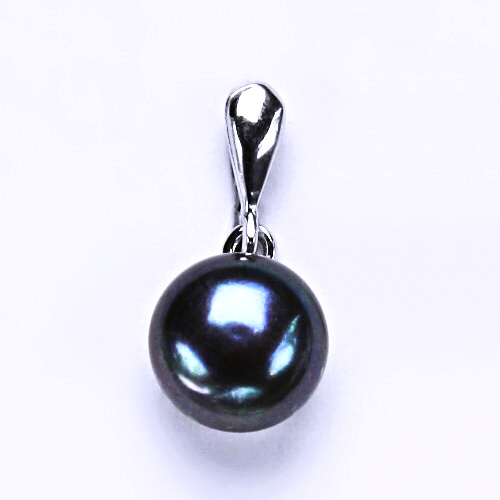 Zlatý přívěšek s perlou, bílé i žluté zlato ,přírodní černá perla 9-10 mm - P 1298/22  poslední kusy