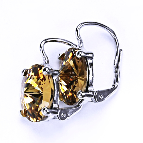 Stříbrné náušnice na patent s krystaly Swarovski Rivoli (barva Light topaz) NK 1188 