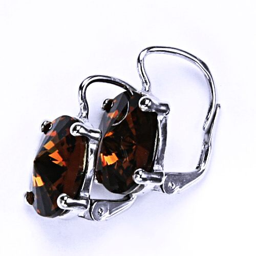 Stříbrné náušnice na patent s krystaly Swarovski Rivoli (barva Smoked topaz) NK 1188 