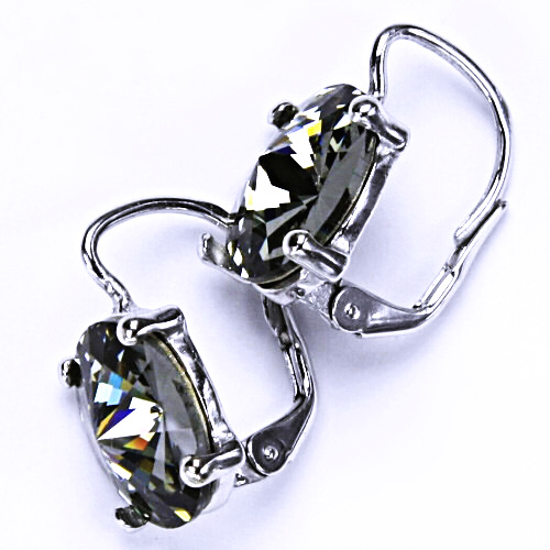 Stříbrné náušnice na patent s krystaly Swarovski Rivoli (barva Black diamond) NK 1188 