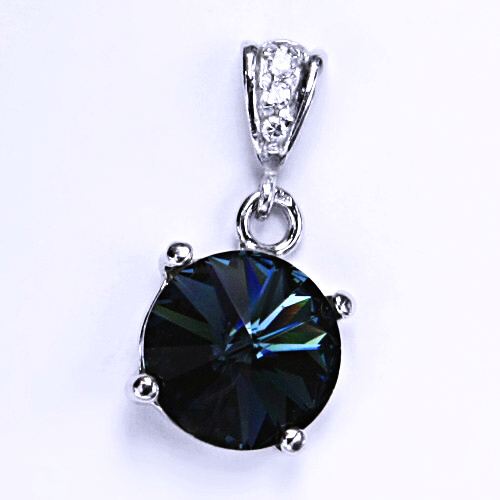 Stříbrné náušnice na patent s krystaly Swarovski Rivoli (barva Montana) NK 1188 