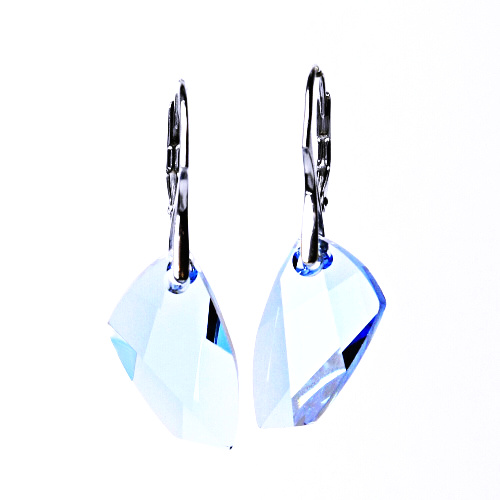 Stříbrné náušnice se Swarovski krystalem patent -Avant Garde 20 mm-Akvamarine NK 1295