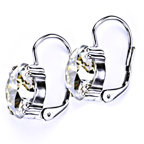 Stříbrné náušnice na patent s krystaly Swarovski (barva Silver shade)NK 1225 
