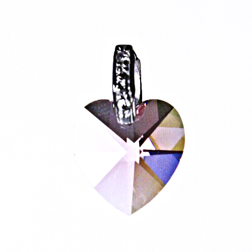 Stříbrný přívěšek,šperky, Swarovski krystal (srdce 14mm light rose) P 1304