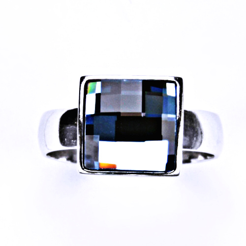 1 Stříbrný prsten, šperky, krystal Swarovski (Akvamarin)T 1305 