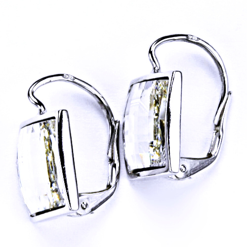 Stříbrné náušnice, šperky, Swarovski krystal, patent (bílé)NK 1305 