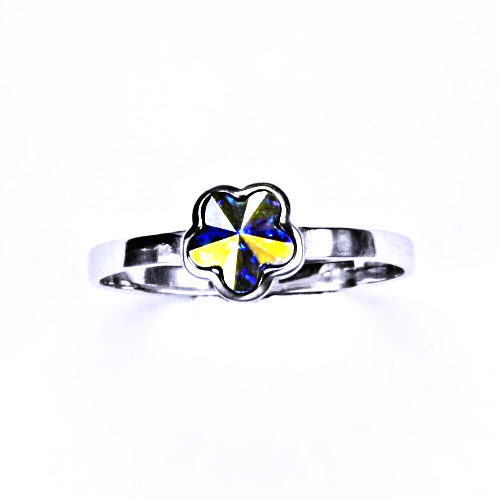 Stříbrný prsten s krystalem Swarovski ( AB Crystal 6 mm)T 1297