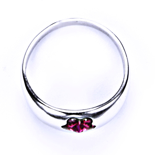 Stříbrný prsten s krystalem Swarovski ( kytička 6 mm - Fuchsia)T 1301 