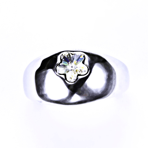 Stříbrný prsten s krystalem Swarovski ( kytička 6 mm - Crystal - čirá)T 1301 