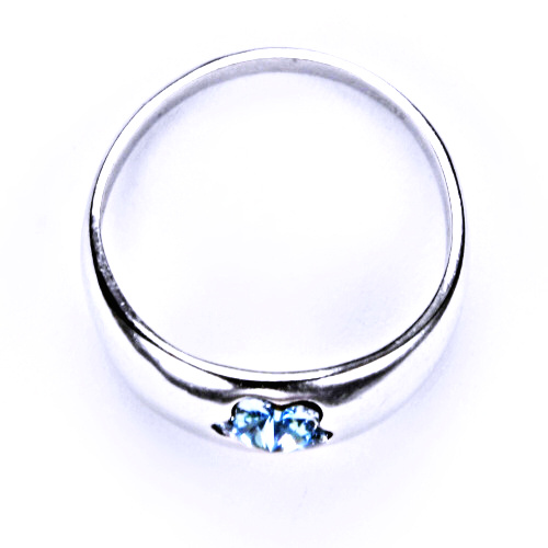 Stříbrný prsten s krystalem Swarovski ( kytička 6 mm - Akvamarin)T 1301 
