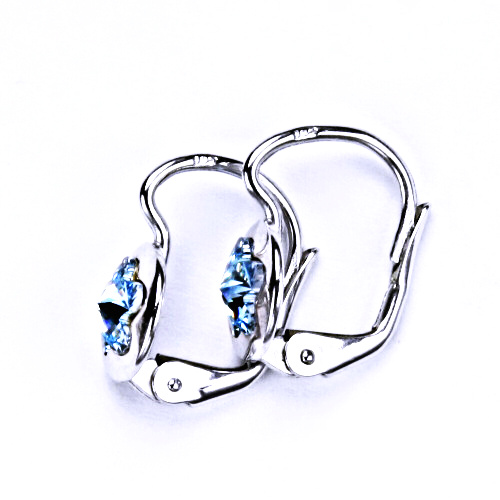 Stříbrné náušnice na patent s krystaly Swarovski (kytička 6 mm -akvamarin)NK 1300 