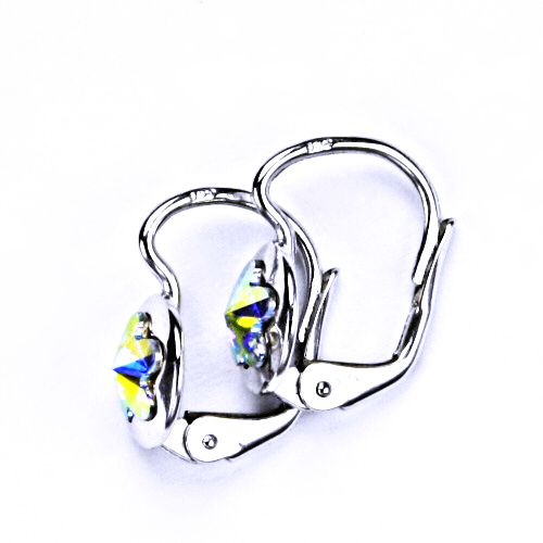 Stříbrné náušnice, šperky, Swarovski krystal AB, patent, NK 1300 