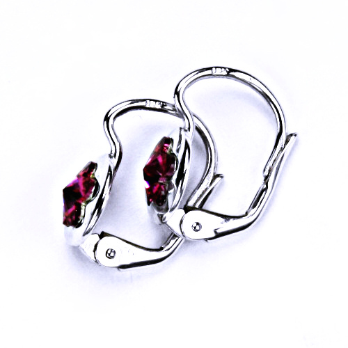 Stříbrné náušnice, šperky, Swarovski krystal, patent (fuchsie)NK 1300 