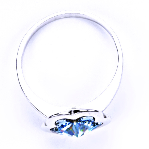 Stříbrný prsten s krystalem Swarovski (Akvamarin 10 mm)T 1296 