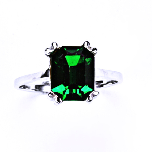 Stříbrný prsten s krystalem emerald, T 1201