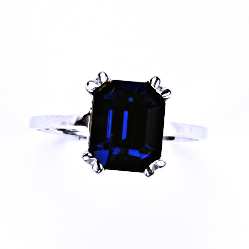 Stříbrný prsten s krystalem safír, T 1201