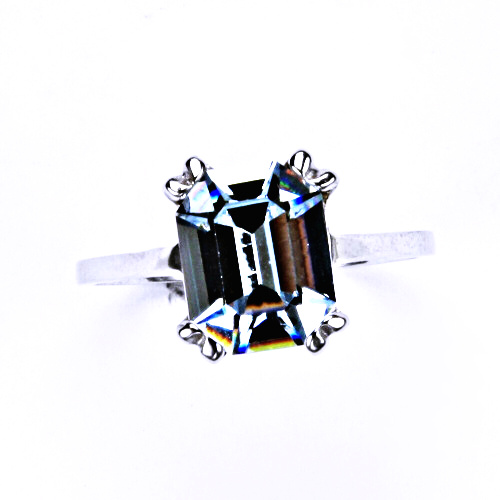 Stříbrný prsten s krystalem light safír, T 1201 