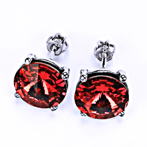Stříbrné náušnice na šroubek s krystaly Swarovski Rivoli (barva Paparadscha)NŠ 1188 