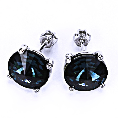Stříbrné náušnice na šroubek s krystaly Swarovski Rivoli ( barva Montana)NŠ 1188 