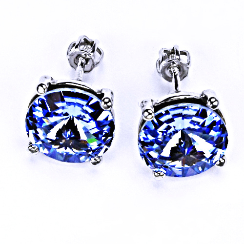 Stříbrné náušnice na šroubek s krystaly Swarovski Rivoli ( barva Light safir)NŠ 1188 