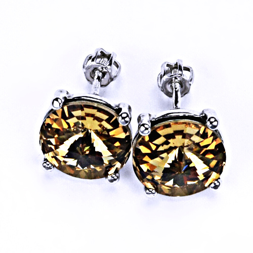 Stříbrné náušnice na šroubek s krystaly Swarovski Light topaz-NŠ 1188 