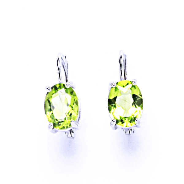 Stříbrné náušnice, přírodní olivín, náušnice ze stříbra, NK 1245 