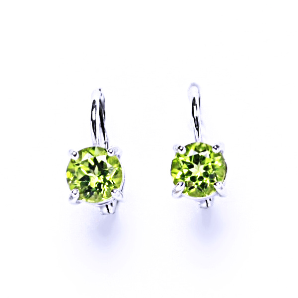 Stříbrný náušnice, přírodní olivín 6 mm - NK 1250 