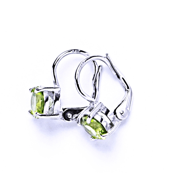 Stříbrný náušnice, přírodní olivín 6 mm - NK 1250 