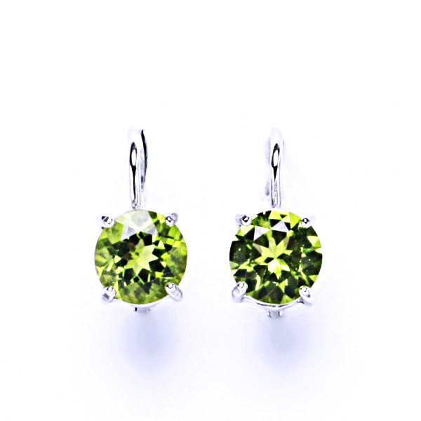 Stříbrné náušnice, přídodní olivín, náušnice na klapku, NK 1252 