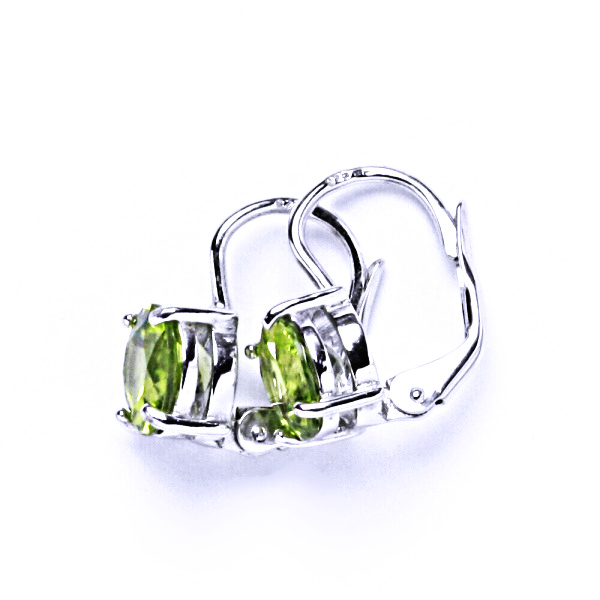 Stříbrné náušnice, přídodní olivín, náušnice na klapku, NK 1252 