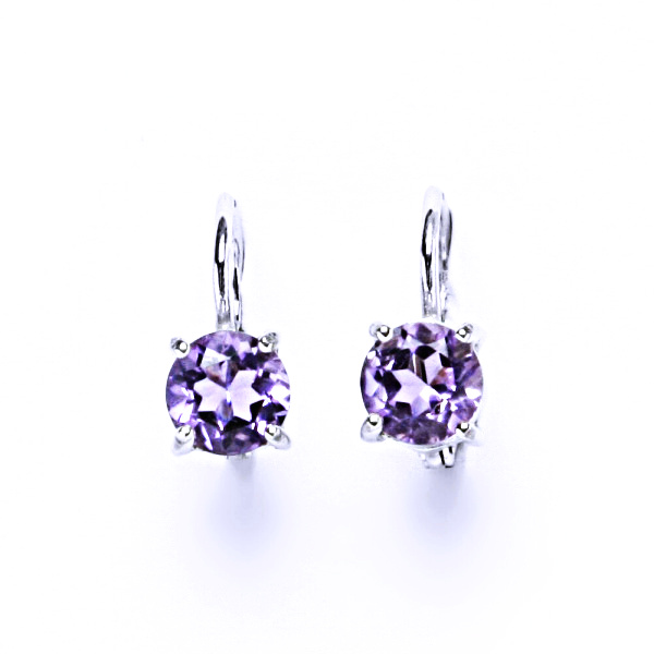 Stříbrné náušnice, přírodní ametyst světlý 6 mm - NK 1250 
