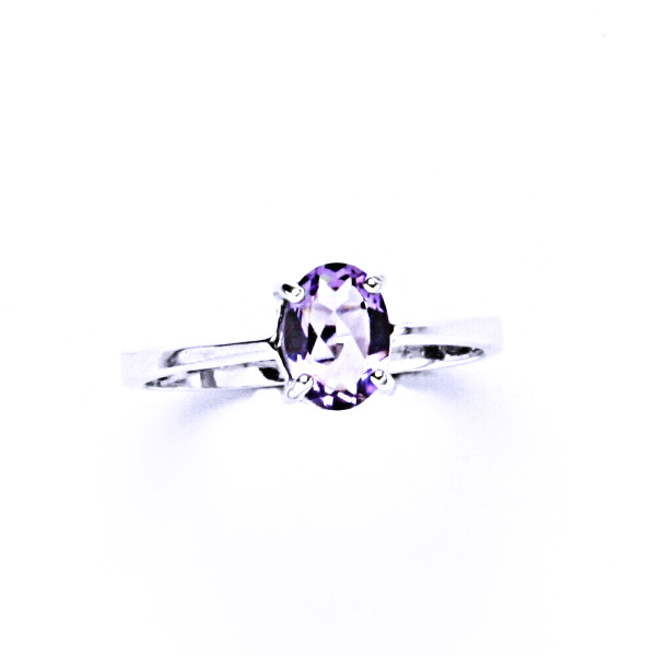 Stříbrný prsten, přírodní ametyst světlý, prstýnek ze stříbra, T 1246 