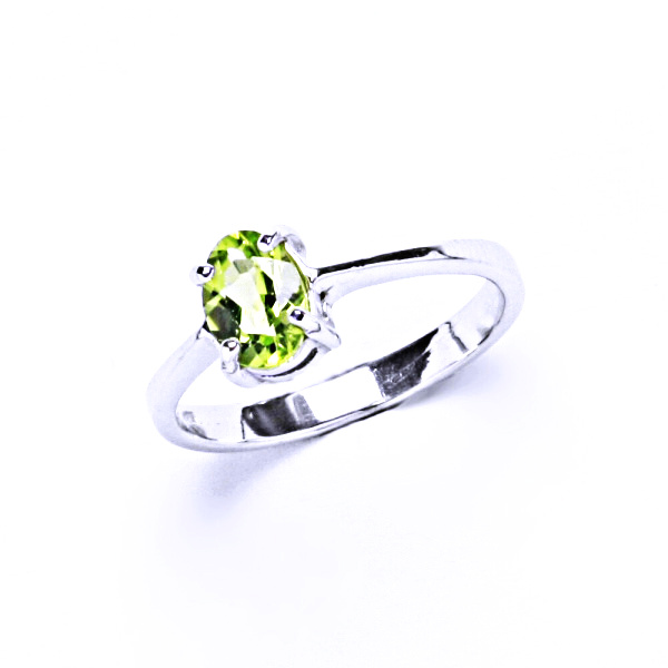 Stříbrný prstýnek, přírodní olivín, prsten ze stříbra, T 1246 