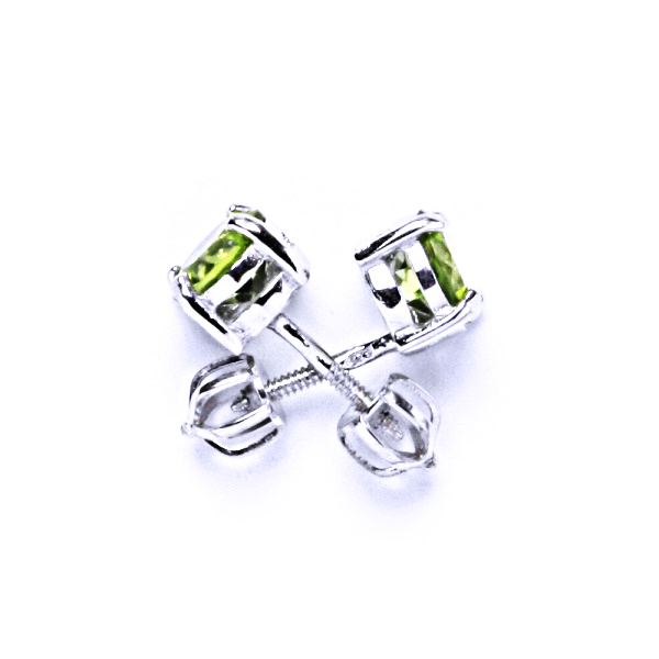 Stříbrné náušnice, přírodní olivín 6 mm - NŠ 1250 