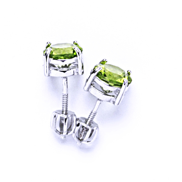 Stříbrné náušnice, přírodní olivín, náušnice na šroubek, NŠ 1252 