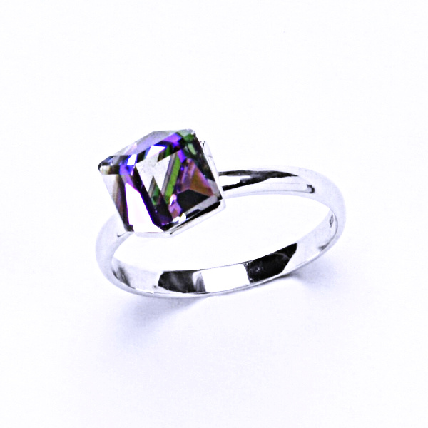 Stříbrný prsten, krysta Swarovski, heliotrop, šperky s krystaly, T 1230 