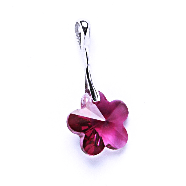 Stříbrný přívěšek, Swarovski krystal (kytička fuchsie 14mm), P 1295