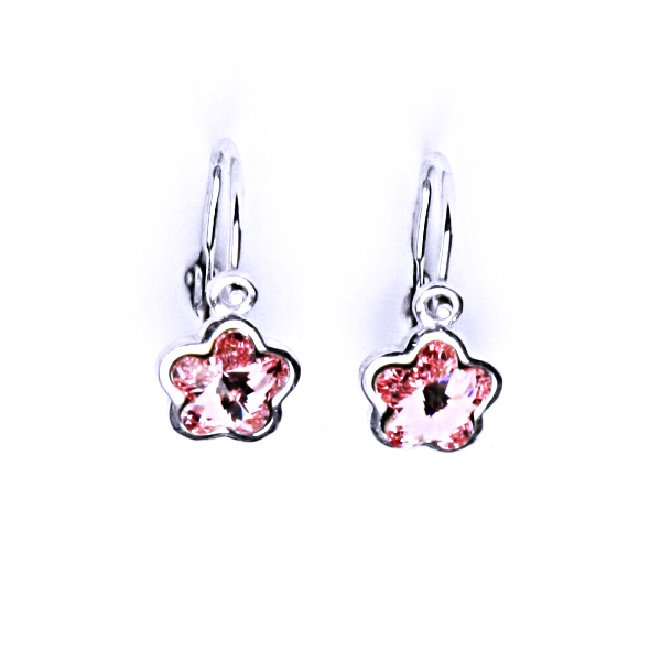 Stříbrné dětské náušnice s krystalem Swarovski (barva light rose)NK 1297