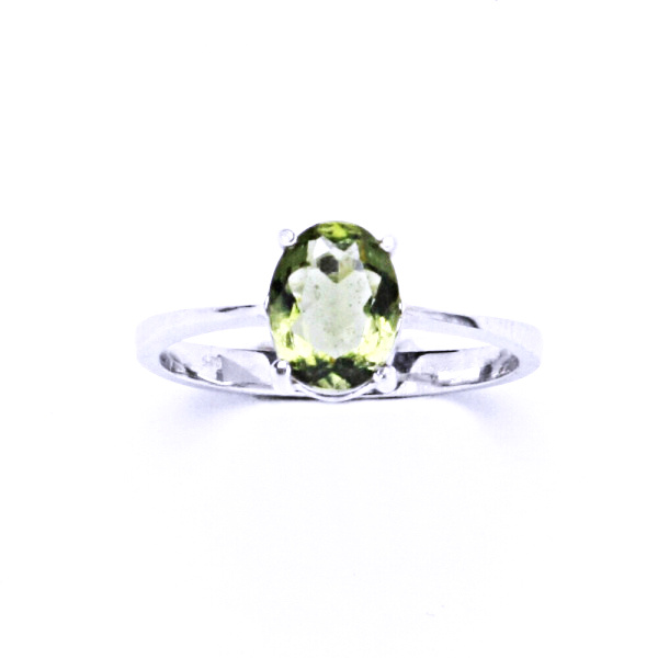 Zlatý prsten, přírodní vltavín, bílé i žluté zlato - T 1245 