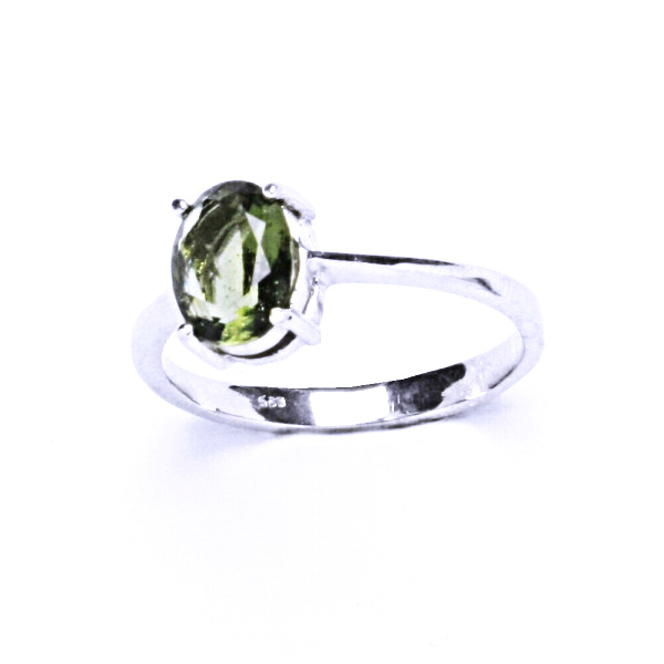 Zlatý prsten, přírodní vltavín, bílé i žluté zlato - T 1245 