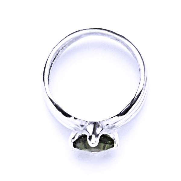 Zlatý prsten , bílé i žluté zlato, přírodní vltavín 6x6 mm - T 1265 